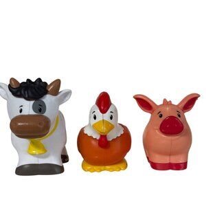 2018 Mattel Fisher Price Little People Farm Animal Cow Chicken Pig Set